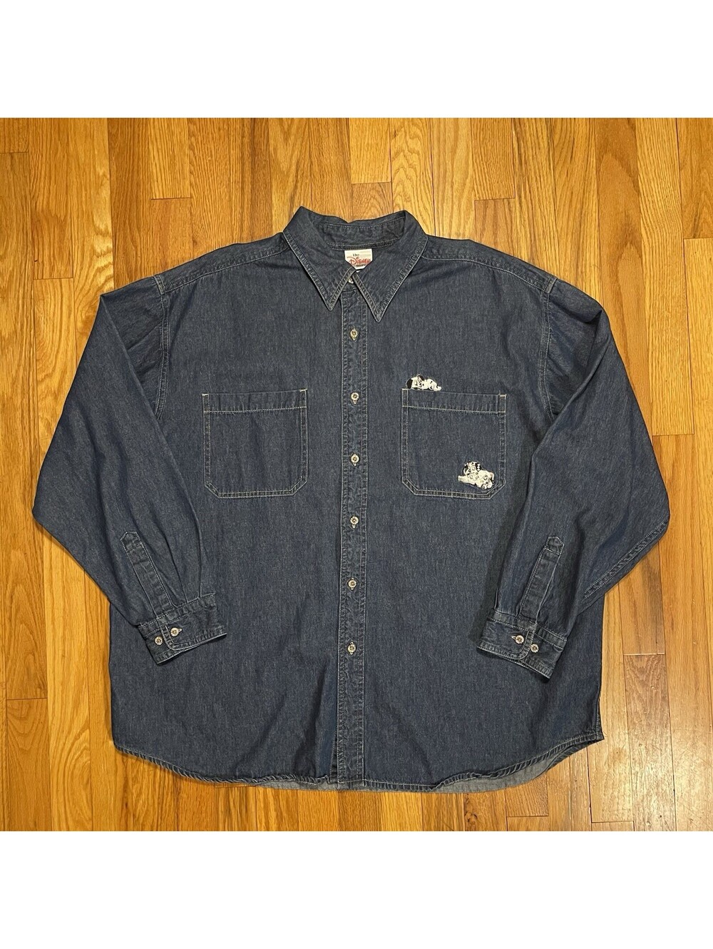 Vintage 101 Dalmatians Denim ButtonUp Shirt The Disney Store Embroidered Mens XL